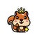 Cute squirrel animal cartoon character become king squirrel wearing crown