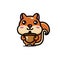 Cute squirrel animal cartoon character holding a walnut