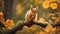 Cute squirrel branch forest animal outdoor wildlife mammal adorable tree nature