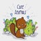 Cute squirrel doodle cartoon