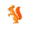 Cute Squirrel stands and watches curiously. Cartoon character of a mammalian rodent. A wild forest creature with orange