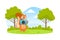 Cute Squirrel Taking Photo with Camera, Adorable Wild Animal Character on Summer Landscape Vector Illustration