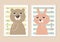 Cute Stamps Bear and Bunny