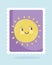 Cute stamps, cartoon character sun summer icon