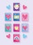 Cute stamps, little boy face dog camera love hearts rainbow cartoon icons