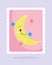 Cute stamps, moon stars dream fantasy cartoon