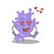 Cute staphylococcus aureus cartoon character has a falling in love face