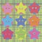 Cute stars with eyes are kawai multi-colored bright isolated vector objects stickers on the background of contrasting circles and