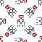 Cute stick figure lesbian women relationship seamless  pattern. Hand drawn homosexual relationship on striped background.