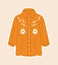 Cute sticker of orange shirt sewed with flowers on cloth