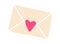 Cute sticker of white sealed envelope with heart sticker on white background