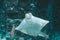 Cute stingray swims in aquarium close-up, bottom view.