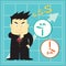 Cute Stock Market Investor Flat Cartoon