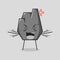 cute stone cartoon with angry expression. mouth open and hands shaking