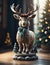 Cute stone figurine of a Christmas reindeer