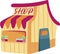 Cute store illustration, cartoon colorful store