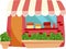 Cute store illustration, cartoon colorful store