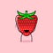 cute strawberry character with Embarrassed expression
