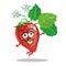 Cute strawberry character jumping and smilng vector