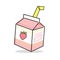 Cute strawberry milk with yellow straw