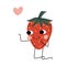 Cute Strawberry Standing On Its Knees, Cheerful Berry Character with Funny Face Vector Illustration