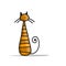 Cute striped cat, sketch for your design