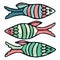 Cute striped fish vector illustration. Decorative nautical life clipart