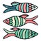 Cute striped fish vector illustration. Decorative nautical life clipart.