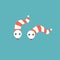 Cute striped snake in red and white icon