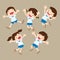 Cute student boy and girl jumping be happy various actions.