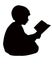 A cute student boy reading,body silhouette vector