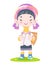 Cute style happy Karen long neck woman illustration