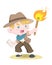 Cute style little adventurer holding torch illustration