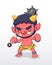 Cute style Red Japanese Demon standing illustration