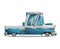 Cute stylized retro pickup truck isolated on white background.