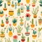 Cute Succulent Plants In Pots: Mesoamerican-inspired Illustration