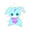 Cute suffering rabbit with injured heart in yami kawaii