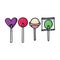 Cute sugar lollipop cartoon vector illustration motif set