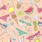 Cute summer abstract pattern. Seamless pattern with swimsuits