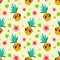 Cute summer pineapple seamless pattern