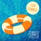 Cute summer poster - orange lifebuoy in water