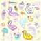 Cute summer sticker collection in pastel color