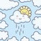 Cute summer sun and clouds rainy kawaii characters