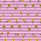 Cute sunflowers seamless pattern on pink stripes