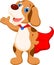 Cute super dog cartoon presenting