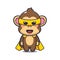 Cute super monkey cartoon vector illustration.