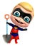 Cute superbaby with Digging shovel