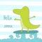 Cute surf crocodile afloat vector illustration