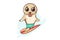 Cute surfer - seal. Hawaiian mascot. Fun art. Flat summer illustration.