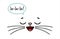 Cute, Surprised Animal Face. The Face Of A Cat With A Mustache, Smiles, Closing His Eyes, Sings La-la-la. Image For Children`s